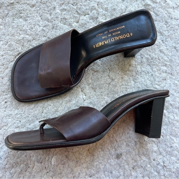 Donald J Pliner: TRISTA Slip On Brown Leather Contemporary Block Heeled Sandals - Picture 12 of 12